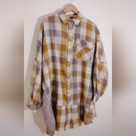 Easel Oversized Linen Blend Button Down T-shirt Dress - Picture 6 of 10